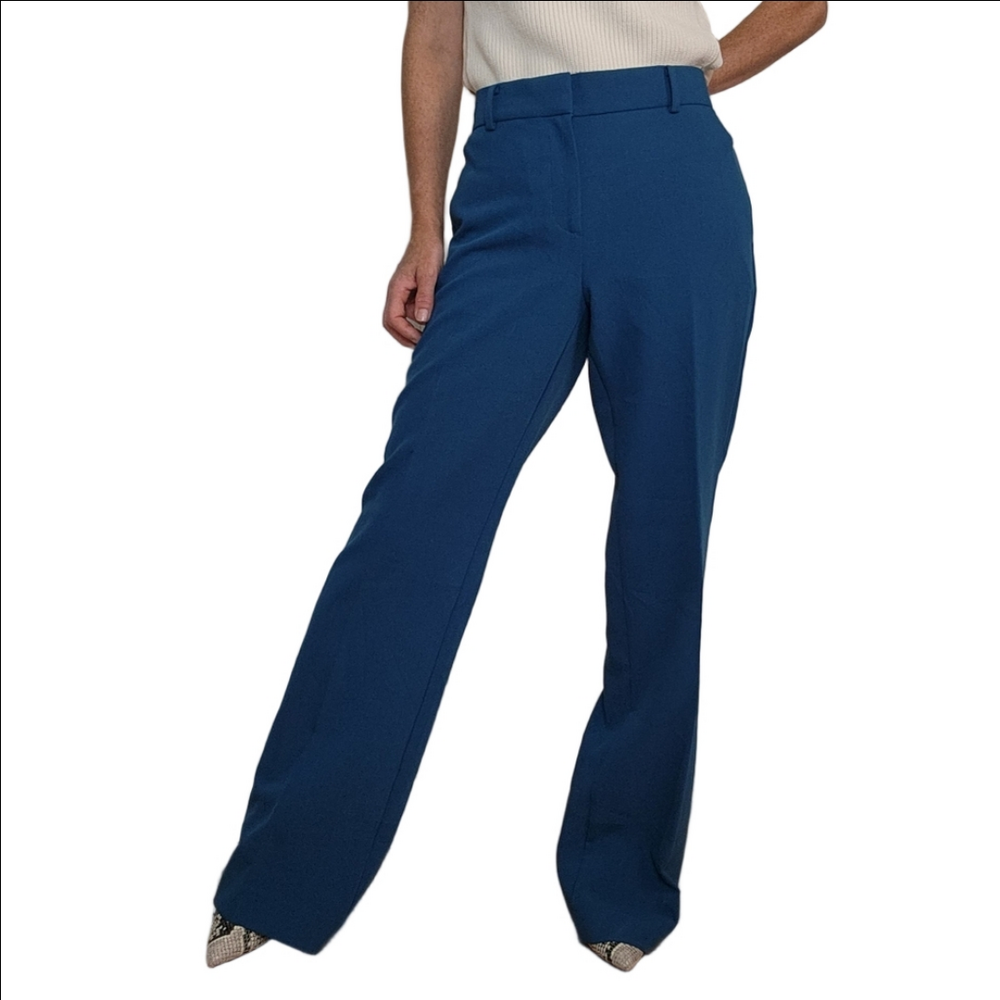 Dress pants Trouser Mid-rise Flared silhouette Teal color Pockets ANN TAYLOR NWT - Picture 5 of 16